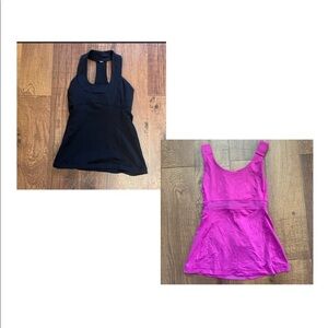 Lululemon Wom tanks (2) activewear black magenta pink purple Sz 4 racerback